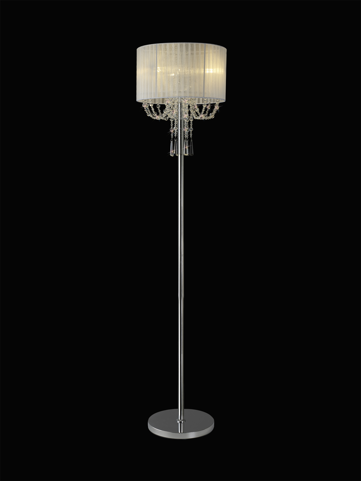 Freida Polished Chrome-White Crystal Floor Lamps Diyas Shaded Floor Lamps